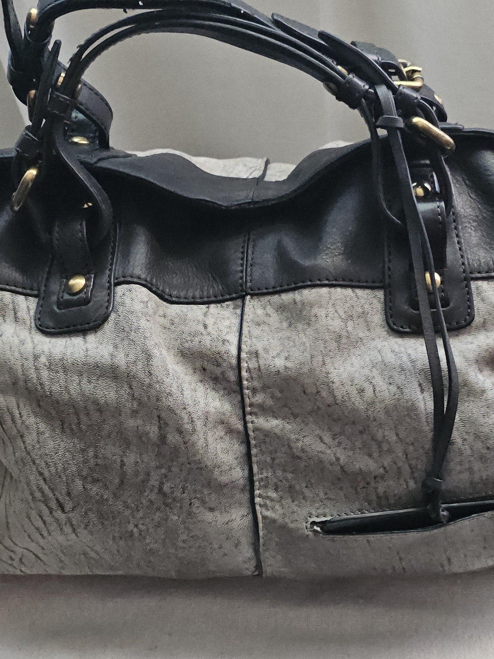 Kooba Black and Gray Satchel Bag